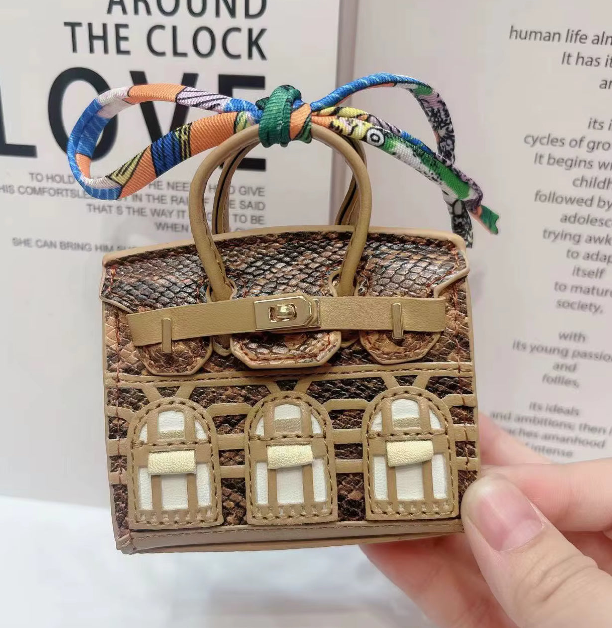 Birkin Snakeskin Farbourgh Inspired Mini Handbag